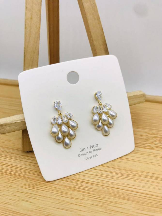 2 AD Diamond Steel And Rose Gold Party Wear Earrings Manufacturers
